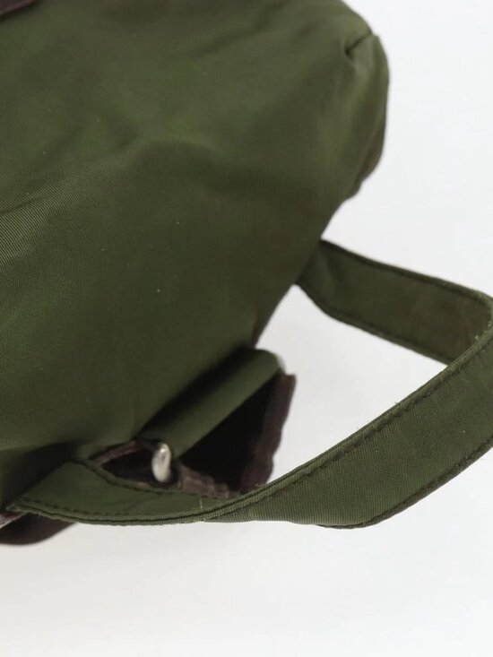 PRADA Backpack Nylon Khaki Silver Auth 157586 main image 7